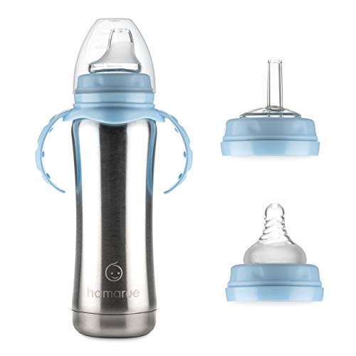 Hamarue Stainless Steel Sippy Cups for Toddlers | Non-Toxic 3-in-1 Bottle Transition Sippy