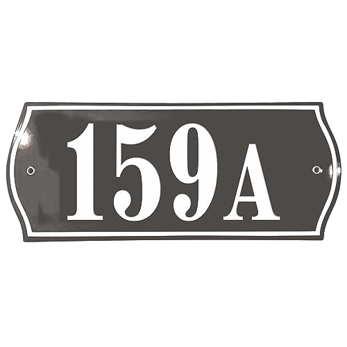Hausnummer Hausnummernschild Emaille 15x37 cm, Emailschild, Hausschild, Individuell anpassbare Hausnummer, Vorbohrungen, Wetterfest, Türschild, Wunschtext, Keramik Emaille (Anthrazit)