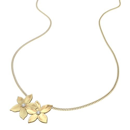 Image of Fossil Women's Gold-Tone Stainless Steel Pendant Chain Necklace for Women