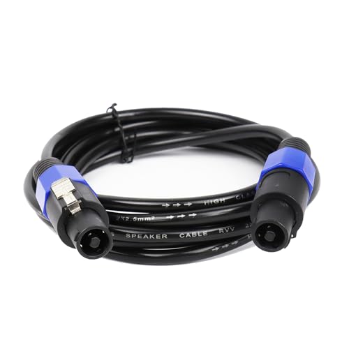 10 feet speakon to speakon cable compatible nl4fc port - 10ft studio stage speak-on cable with twist lock for pa dj live performance wire - 2 conductor