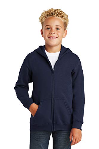 INK STITCH Youth Boys and Girls Heavy Blend Cotton Hoodie Zip Up - Navy M