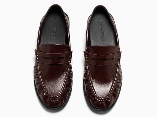 Image of Coutgo Penny Loafers for Women Comfortable Slip on Shoes Collapsible Heel Closed Toe Dressy Casual Work Flats