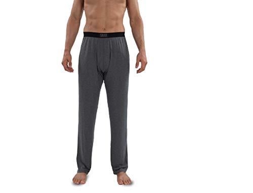 SAXX Underwear Menâ€™s SLEEPWALKER BallPark Lounge Pants - Menâ€™s Lounge Wear Pants â€“ PJ Pants with Built-In BallPark Pouch Support â€“ Menâ€™s Sleep and Lounge Wear, Charcoal Heather, Small