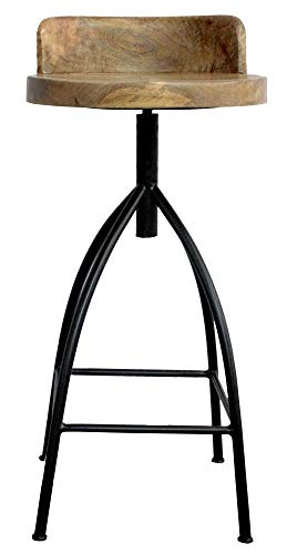 Butaco ajustable Pia de TUP THE URBAN PORT, altura extra alta de 32 a 35 pulgadas | Asiento de madera de mango marrón natural, estructura de hierro negro miniatura 6