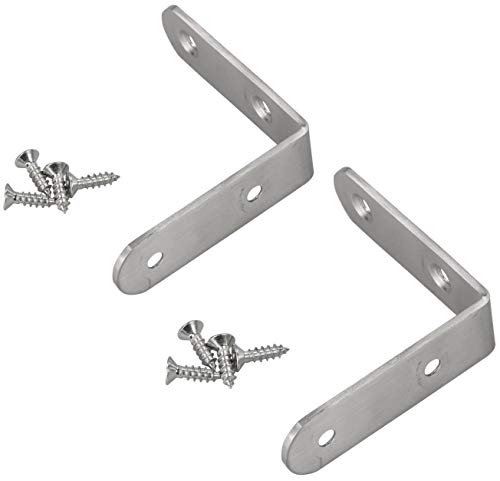 2 conectores acodados de Laublust, de acero inoxidable, forma de L, aprox. 65 x 65 x 20 mm.