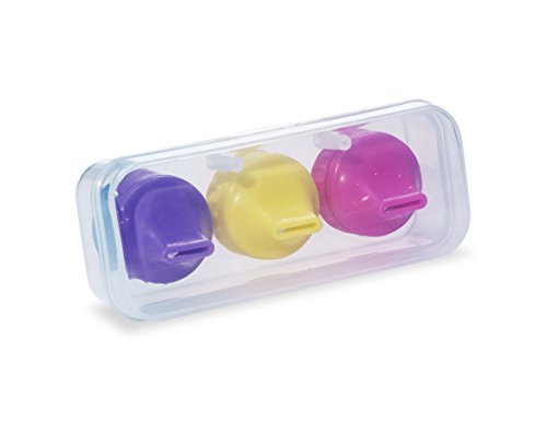 Parent Units 3 Piece Sippin' Spouts with Travel Case, Purple/Yellow/Pink