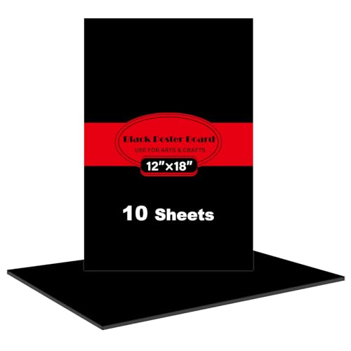 Image of 10 Pcs Black Poster Board Paper 12x18, ROOKEA Vision Boards Posterboard Bulk for School Projects Classroom Arts Craft Presentations Drawing Scrapbooking Blank Graphic Display
