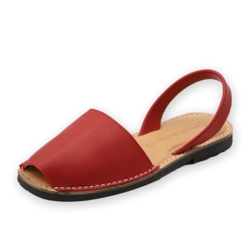 Image of The Spanish Sandal co Classic Flat Sandals for Women, Dressy Soft Leather Peep Toe Sandals for Women, Versatile Casual Slip-on Flats