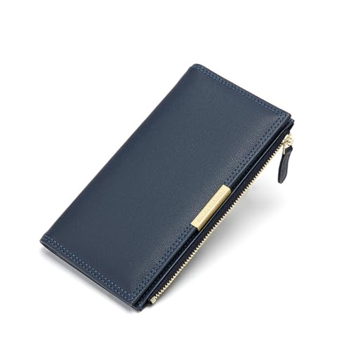 Women's Long Zipper Wallet Pu Material Multi-Card Slots Coin Purse Ultra-Thin Two-Fold Wallet Fashionable Solid Color Clutch Bag