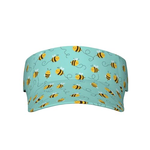 Cute Bumble Bee Adjustable Sport Sun Visor Hat for Women Men, Gifts for Pickleball, Tennis, Golf, Running Lovers