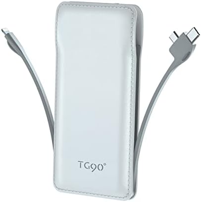 TG90° Portable Charger with Built in Cable, 10000mah Power Bank Portable Charger Type C USB C Cell Phone Thin Slim Lightweight Travel Tiny 5V Backup Battery Pack for iPhone Samsung Android iPad