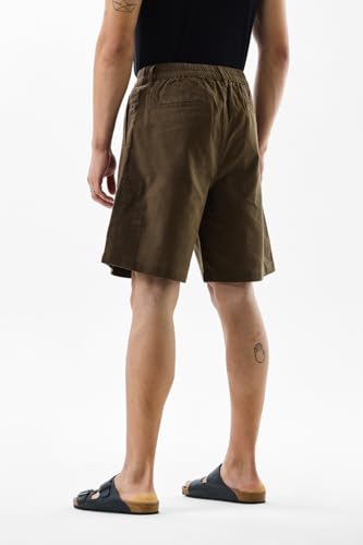 Image of SNITCH Men Casual Shorts | Regular Fit Mid Rise Solid Pattern | 100% Cotton Smooth Texture with Drawstring Closure & Elastic Waistband for Summer & Club Wear