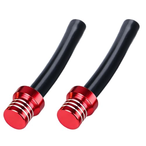Image of 2pcs Motorcycle Breather Hose Gas Fuel Tank Cap Vent, Red | Motorcycle Gas Cap Vent Hose Tube,Aluminum Universal Breathing Tube Fits Off-Road Motorcycles ATVs /Pit Dirt Motorcycle Bike