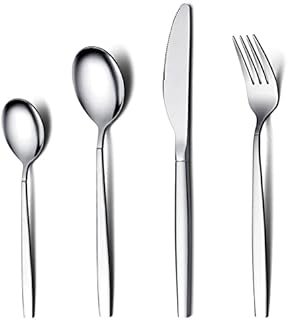 Amazon Brand - Eono Cutlery Set for 6 People, Stainless Steel Flatware Set, Tableware Silverware Set with Knife and Fork Sets, Mirror Polished and Dishwasher Safe - 24 Pieces