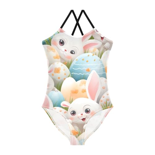 senya Girls Swimsuits Easter Bunny Polka Dot Eggs One-Piece Swimwear Quick Dry Girls Bathing Suits for 3 Years Old