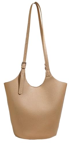 Image of Womens PU Leather Shoulder Bag Large Bucket Tote Purse Handbag Casual Top Handle Satchel 2pcs with Adjustable Strap