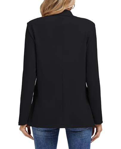 MINTLIMIT Women Long Sleeve Blazer Lightweight Open Front Business Jacket Blazer Notched Collar Slim Work Office Coat with Pockets (Black, Size S)2