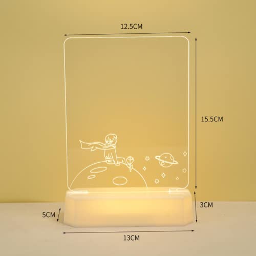 Creative Led Luminous Notepad Rewritable Message Board with LED Lights USB Power Night Light Whiteboard Children's Gifts Valentine's Day Creative Gifts (C)