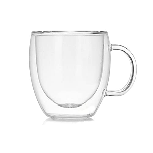 Brawdress - Tazza da caffè con doppia parete in vetro, per casa, ufficio, acqua potabile con manico