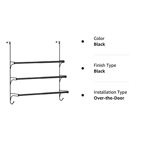 Auledio Adjustable Over The Door Triple Towel Rack With Hooks,Black #TOP6