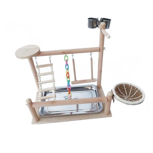 Toyvian 1Set Bird Stand Ladder and Swing for Birds Durable Parrot Exercise and Play Accessories Promotes Climbing and Mental Stimulation for Cockatiels Lovebirds