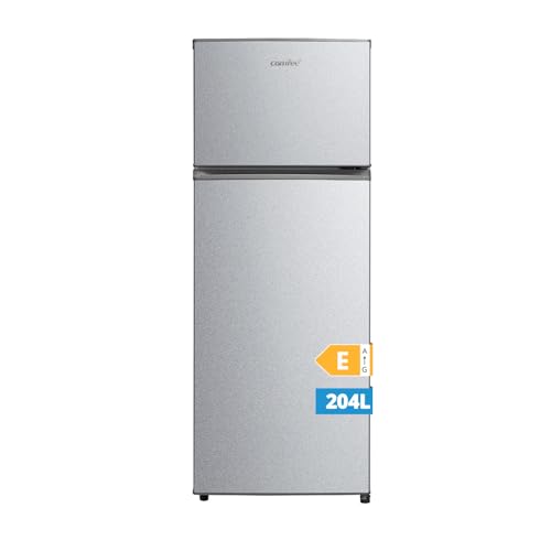 Midea MERT210FGE50 Frigo-congelatori doppia porta 204 L, Congelatore da Montare in Alto, 176kWh/annum, controllo della temperatura regolabile, Luce LED, Argento