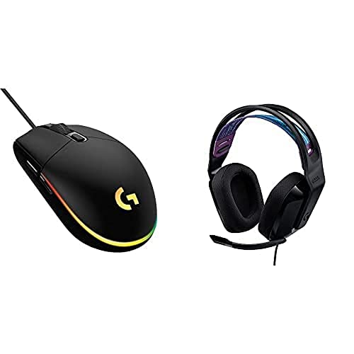 Logitech G335 Casque Gaming Filaire, avec Micro, Prise Audio 3,5 mm & 03 LIGHTSYNC Souris Gaming avec Éclairage RVB Personnalisable, 6 Boutons Programmables,...