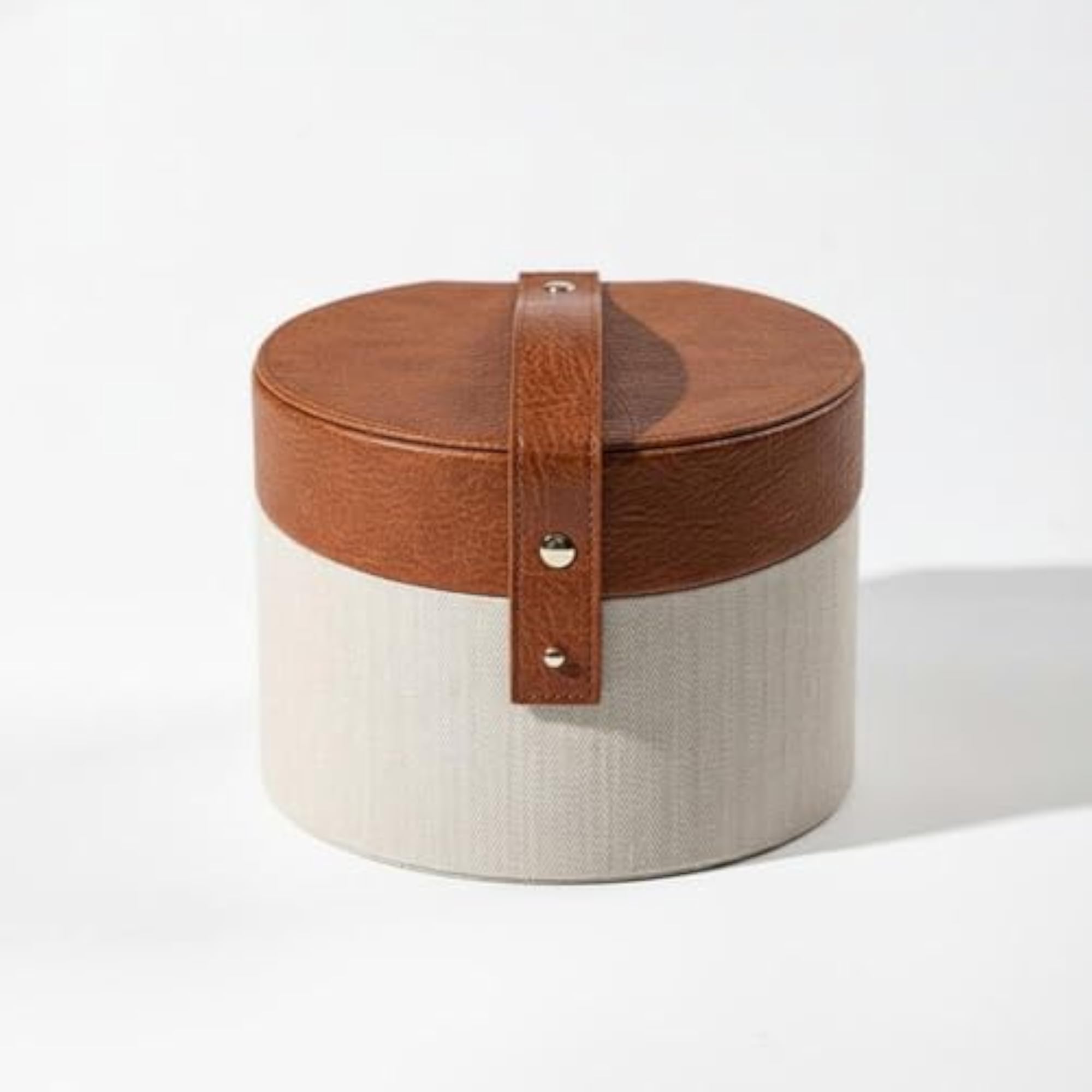 Elegant Portable Vanity Case with Leather Handle, Jewelry Organizer