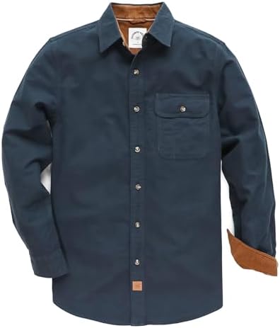 Dubinik® 6 oz Flannel Shirt for Men Long Sleeve Casual Button Dow...