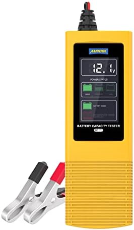 AUTOOL BT70 Automotive Battery Capacity Tester LCD Battery Capacity Monitor Gauge Meter 12V & 24V Battery Detector with Sound Alarm Function for Lead-acid Batteries