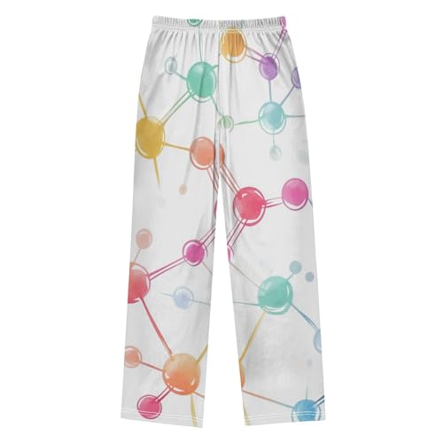 ZZXXB Cololful Molecule Formula Boys Long Pants Soft Trousers Elastic Waist Kids Lounge Bottoms with Pockets S-XL2
