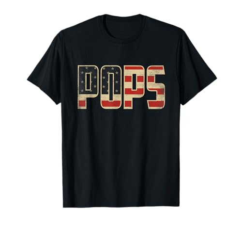 Pops Bold Patriotic American Flag Fathers Day Pops T-Shirt