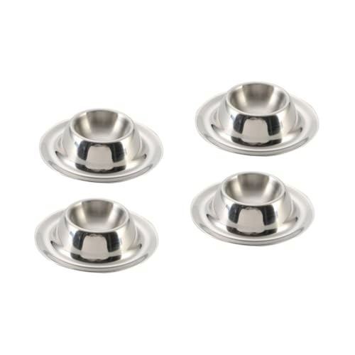 FUNOMOCYA 4 Pcs Egg Holder Steel Dip Bowls Stove Cracker Egg Cups for Boiled Eggs Gu10 Fridge Egg Tray Poached Egg Cups Breakfast Tray Egg Poaching Cup Egg Cup Holder Tableware Inoxidable