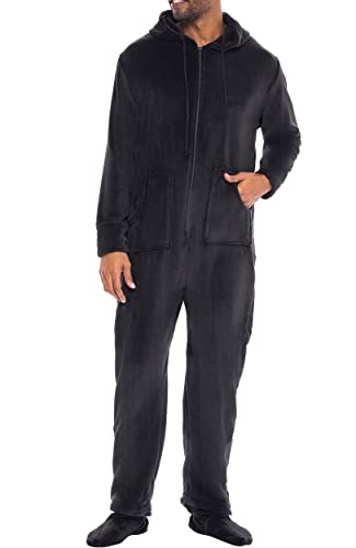 Del Rossa Microfleece Footed Pajamas, Black, Large (A0320BLKLG)