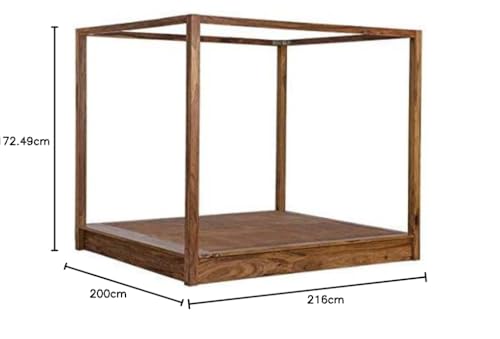 Image of Sheesham Solid Wood Queen Size Poster Capital Bed for Home| Beautiful Bedroom (Queen, Capital Poster Bed)