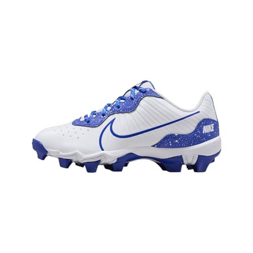 Nike Alpha Huarache 4 Keystone Little/Big Kids' Baseball Cleats (DJ6525-105, White/Hyper Royal) Size 4.5