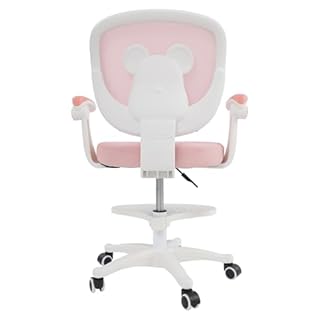 Brride Sedia da scrivania per bambini con altezza regolabile, braccioli regolabili, sedia girevole per bambini, con poggiapiedi, per bambini dai 6 ai 18 anni (rosa)