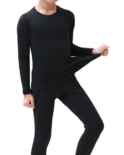 Rolimaka 3 Pack Youth Boys' Girls' Thermal Compression Shirt Long Sleeve Fleece Lined Base Layer Athletic Football T-Shirt 3Black M thumb #3