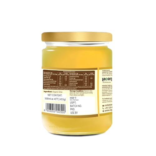 Image of Organic Tattva Ghee 500ml | Organic Cow Ghee | Desi Ghee Rich in Vitamin A | Ghee Jar for Everyday Cooking & Grocery Use (Pack of 3)