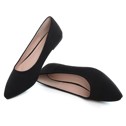 Image of Dear Time Women's Pointed Toe Ballet Flats Simple Casual Office Work Flats Slip-on Comfortable Shoes