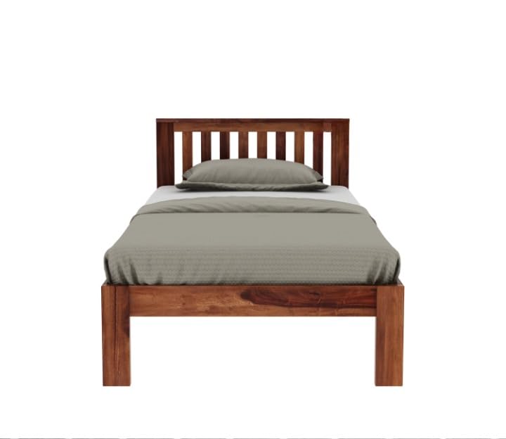 Image of SUNCOM Sheesham Wood Single Size Bed Without Storage for Bedroom - Single Cot Wooden Bed for Living Room - Solid Wood Divan Bed for Home Furniture 6X4 ft (Honey Finish)