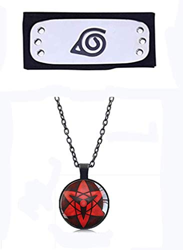 Ninja Cosplay Headband and Write round eye Pendant Chain Necklace Plastic for Anime Cosplay Accessories
