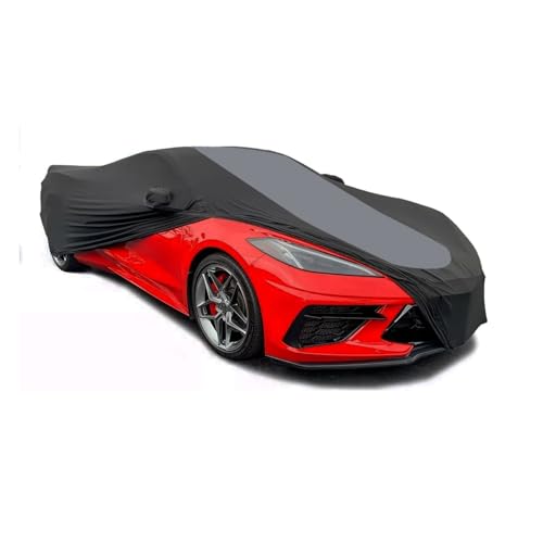 Corvette C8 Indoor Car Cover | Custom Fit for 2020-2024 Stingray Z51 Z06 | Dust-Proof & UV Resistant Fabric | Breathable Anti-Scratch Protection with Storage Bag (Black & Gray)