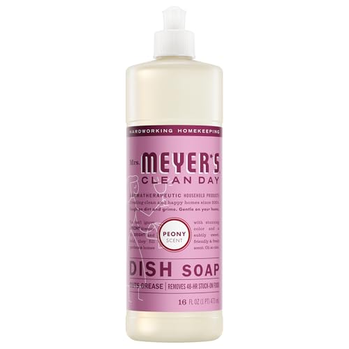 MRS. MEYER'S CLEAN DAY Liquid Dish Soap, Peony Scent, 16 Fl Oz Bottle
