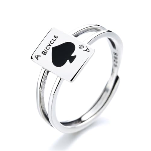 [VOYADE] S925 Sterling Silver Ace of Spades Ring, Poker Women's Hipster Niche Ring.,,7