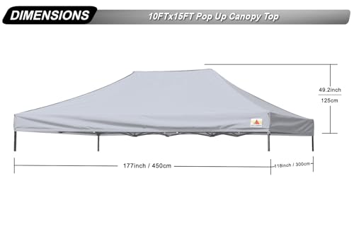 Image of ABCCANOPY Replacement Canopy Top for Pop Up Canopy Tent 10x15 Gray