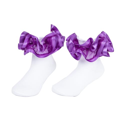 Kid Girls Big Ruffle Ankle Sock Cute Frilly Princess Socks Breathable Soft Crew Dress Socks Casual Comfy Toddler Girls Thigts