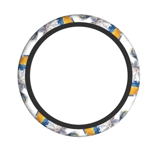 Realistic Looking Birds On Branches Budgie and Macaw Tropical Wildlife Advanced Breathable Steering Wheel Cover Universal Fit for 15 Inch Wheel (38cm) | Enhanced Grip