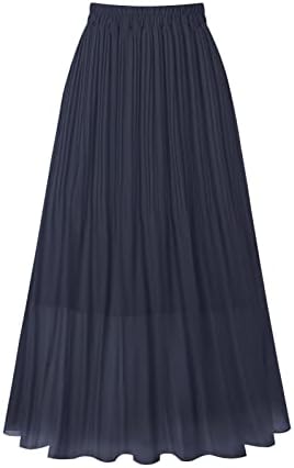 Kingfancy Women's Pleated Skirt Chiffon Elastic Waist A-Line Midi...
