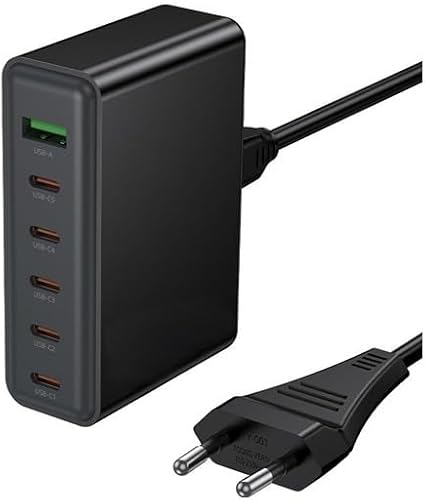 70W 6-Port Super Fast Desktop Charging Multi-Device Station for Phone and Laptop,USB Charger
